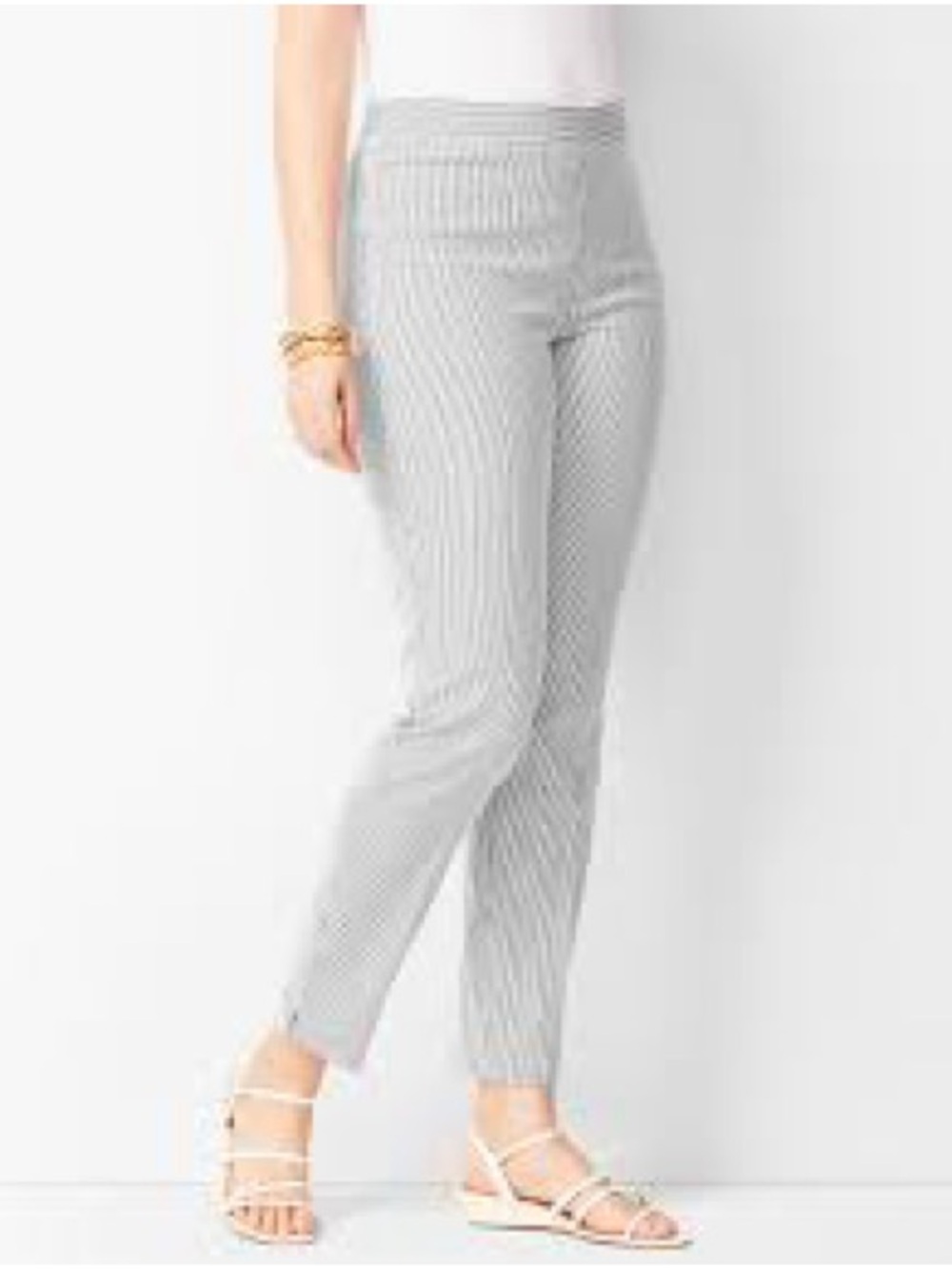 NEW Talbots $99 Chatham ankle pants 16 slim leg womens striped work business nwt